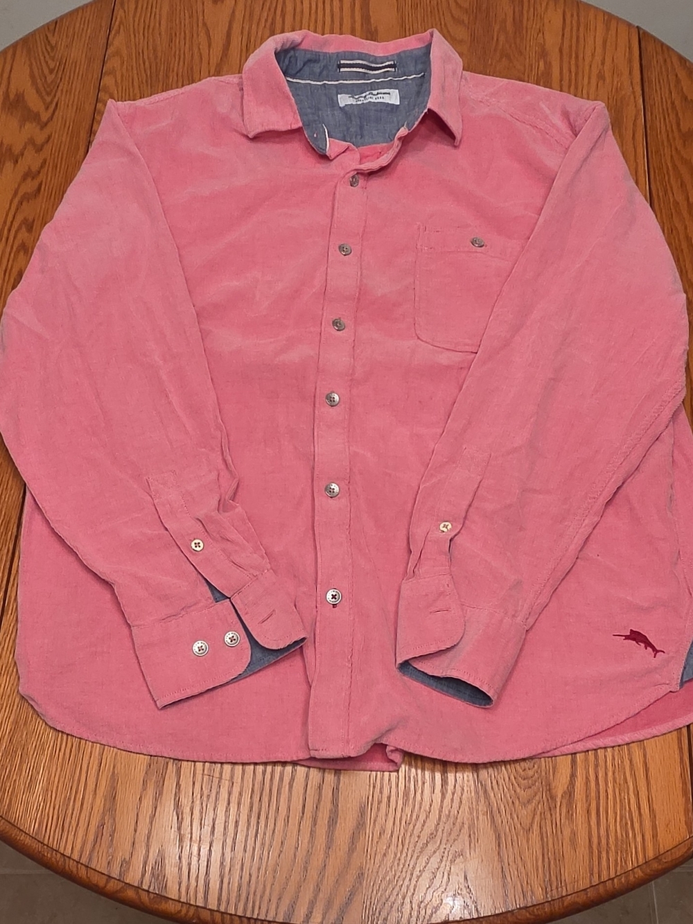 Tommy Bahama Coral Pink Corduroy Shirt Jacket Size XL